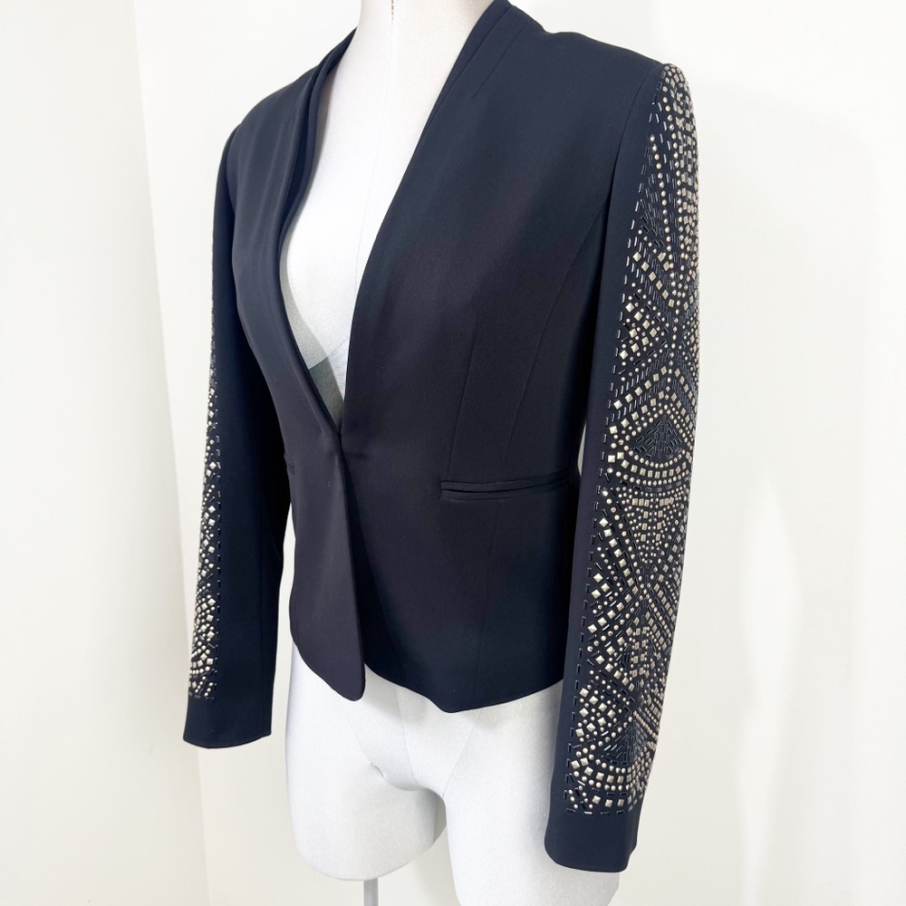 Vintage CACHE Stunning Evening Jacket Embellished Sleeves Size 4 Black